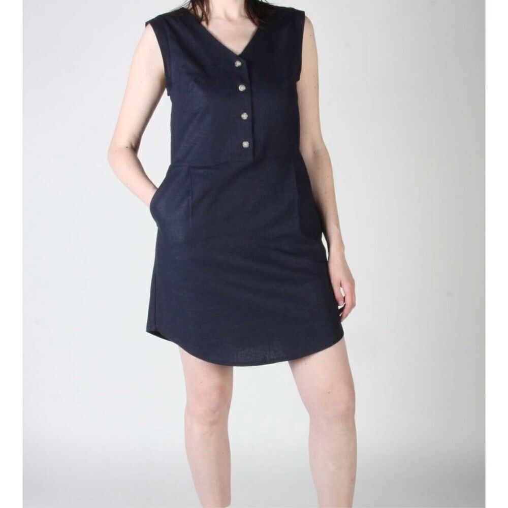 Birds Of North America Black Linen Blend Honeycreeper Dress Size S